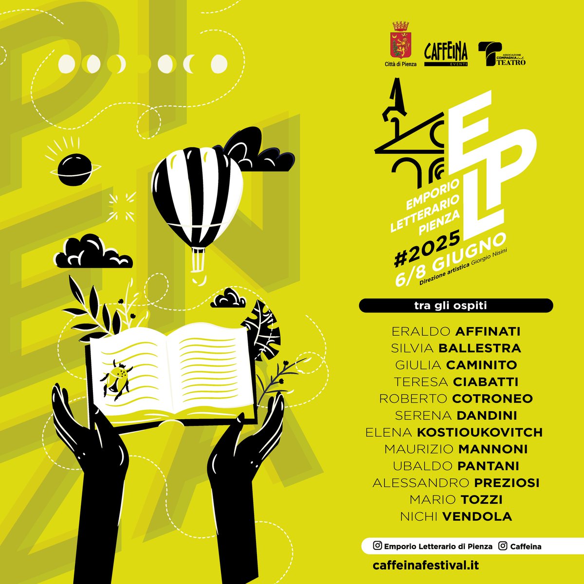 Dal 6 all'8 giugno vi aspetto alla XIII edizione dell'Emporio Letterario di Pienza. Tanti gli ospiti che verranno a trovarci nel bellissimo borgo della Val d'Orcia, con un programma che intreccia letteratura, attualità, giornalismo, fumetto e molto altro ancora. #pienza