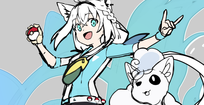 白上フブキ 「wip この後配信します!(ツリーに配信先URL)」|とくまろのイラスト