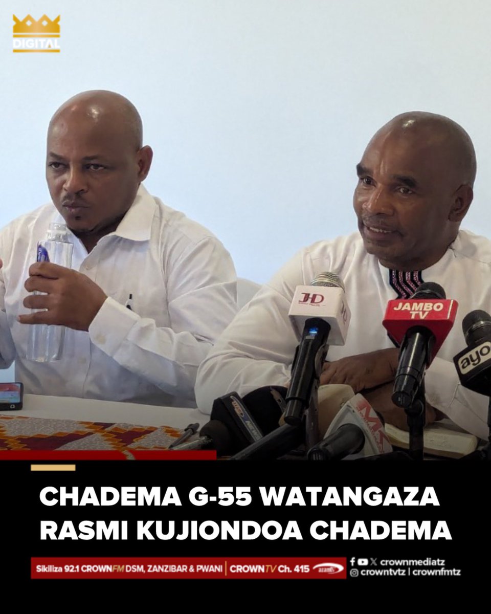 Kundi la G-55 lililokuwa linaundwa na makada wa Chama cha Demokrasia na Maendeleo (CHADEMA) leo, Jumatano Mei 07, 2025 limetangaza kuhama ndani ya chama hicho, na kwamba kwa sasa watatafuta jukwaa muafaka la kisiasa ambalo watalitumia kufanya Siasa.

Akizungumza na wanahabari