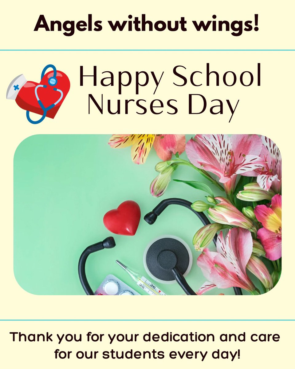 Happy School Nurses Day!
Thank you for being the heart of our school’s care and compassion. Your kindness, dedication, and calm in every situation make a world of difference. We appreciate all you do to keep our students safe, healthy, and smiling!