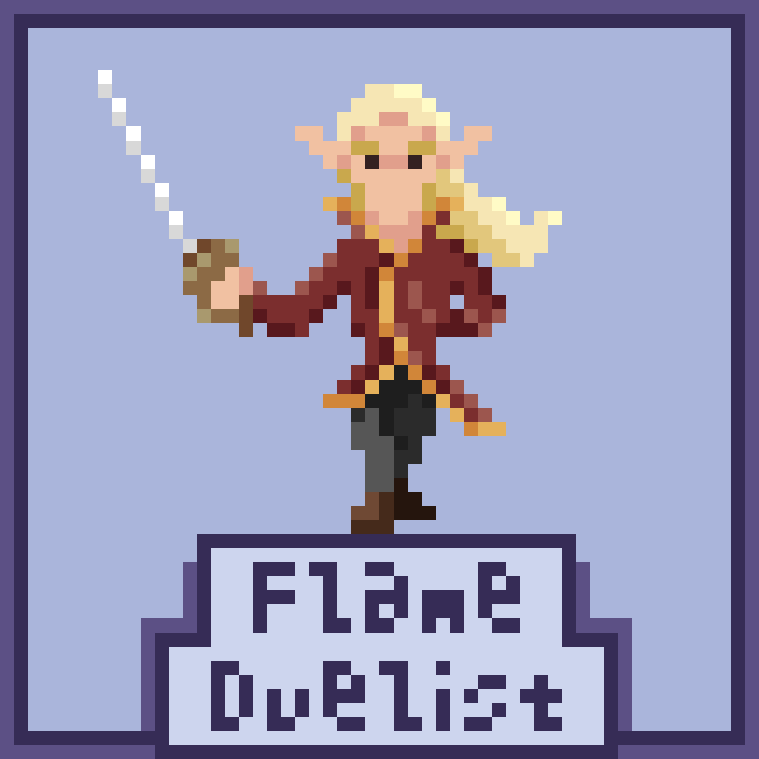 Yahlir's tweet photo. First Elf character!
A meticulous (and short) enemy. Third image shows more Blue Flame powers.

#Elf #Duelist #PixelArt #CharacterDesign #PixelDailies #ドット絵 https://t.co/xqNwGlciXL