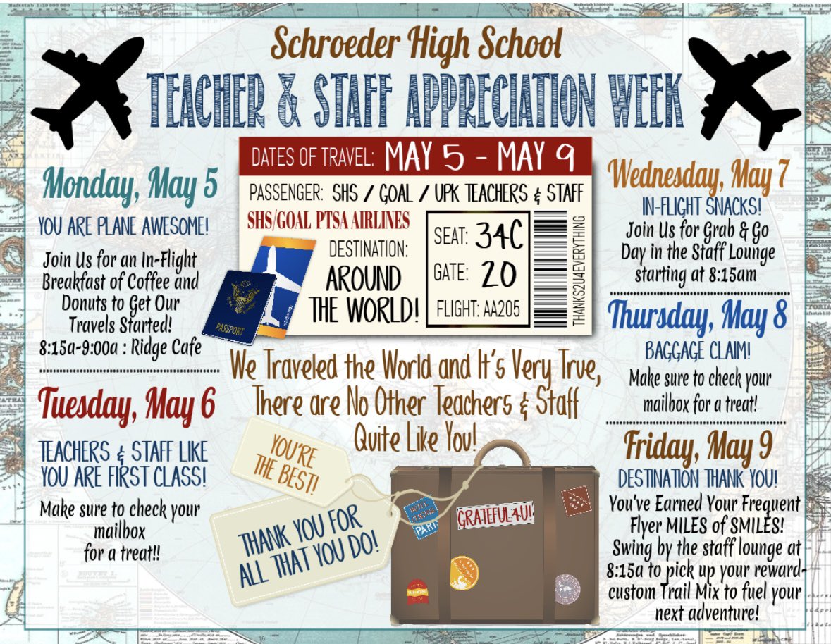Schroeder / GOAL PTSA (@schroederptsa) on Twitter photo We have had a blast celebrating our teachers & staff this week! Lots more still to come! We are grateful to our generous families for your donations! <a href="/GOALisGreat/">WebsterGOAL</a> <a href="/SchroederHS/">Webster Schroeder HS</a> We have had a blast celebrating our teachers & staff this week! Lots more still to come! We are grateful to our generous families for your donations! <a href="/GOALisGreat/">WebsterGOAL</a> <a href="/SchroederHS/">Webster Schroeder HS</a>