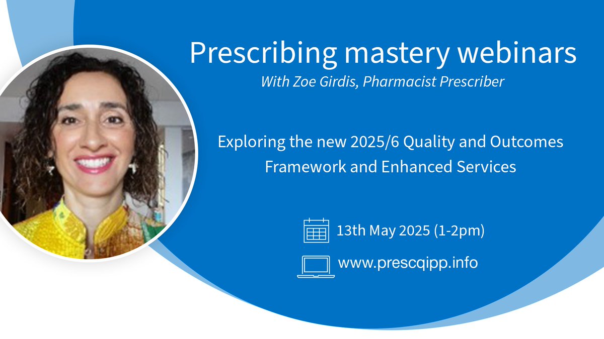 PrescQIPP CIC (@prescqipp) on Twitter photo If you're a pharmacy professional, it's vitally important to keep up to date with the latest Quality & Outcomes Frameworks.
Join Zoe Girdis for a deep dive into the new 2025/26 guidance on 13 May from 1-2pm by signing up here: prescqipp.info/learning/presc…
<a href="/FormulaZoeG/">zoe australia</a> If you're a pharmacy professional, it's vitally important to keep up to date with the latest Quality & Outcomes Frameworks.
Join Zoe Girdis for a deep dive into the new 2025/26 guidance on 13 May from 1-2pm by signing up here: prescqipp.info/learning/presc…
<a href="/FormulaZoeG/">zoe australia</a>