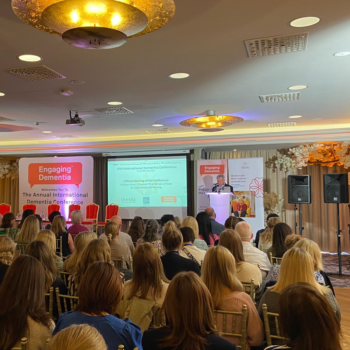 The #17DementiaConference is underway in Athlone. 

Minister Kieran O’Donnell, TD and Minister of State for Older People and Housing, addresses the 17th International Dementia Conference at the Athlone Springs Hotel.