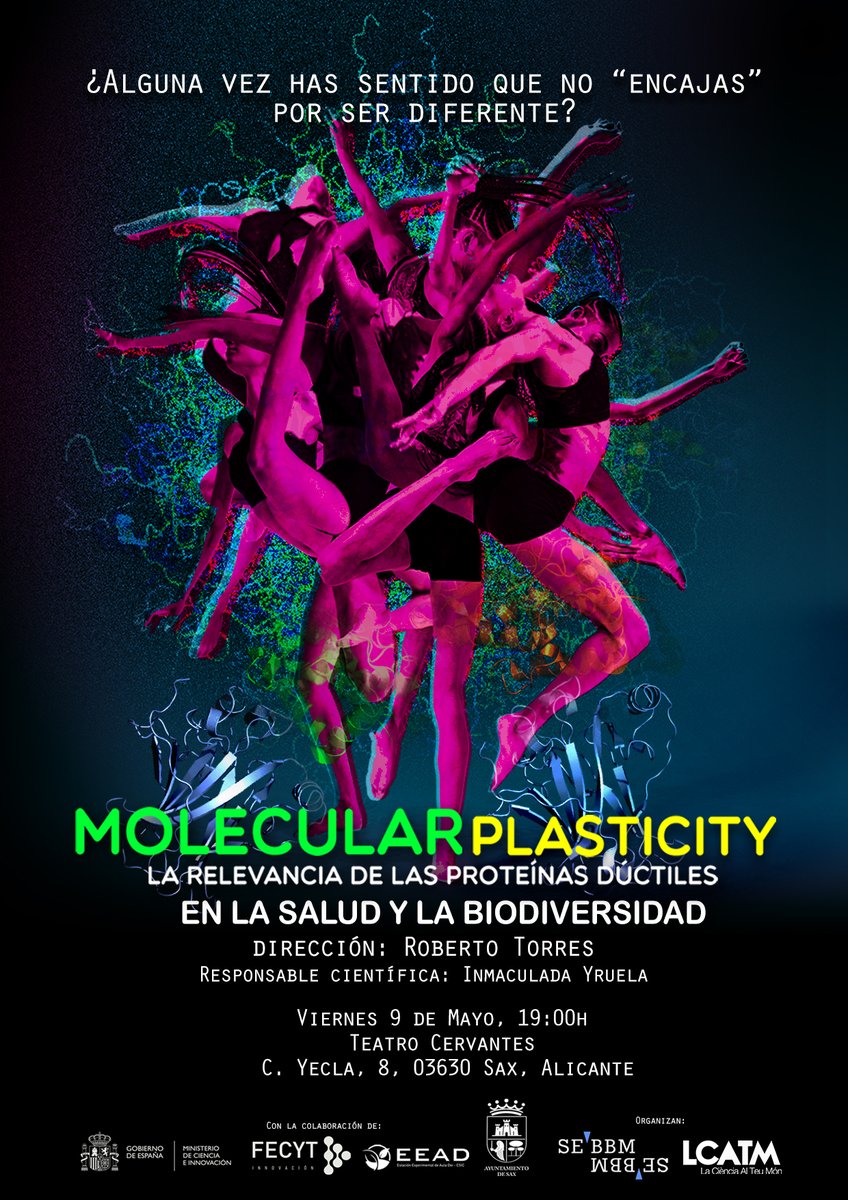 SEBBM (@sebbm_es) on Twitter photo 🧬🎶 Ciencia, danza y música se unen en #MolecularPlasticity, un proyecto liderado por Roberto Torres <a href="/LCATMon/">LaCiènciaAlTeuMón</a> e <a href="/InmaYruela/">InmaYruela</a> que nos sumerge en el universo de las proteínas dúctiles.
📅 9 de mayo · 19h
Promueve: <a href="/SaxAyuntamiento/">Ayuntamiento de Sax</a>, SEBBM, <a href="/CSIC/">CSIC</a> , <a href="/fecyt/">fecyt</a>
🔗 f.mtr.cool/gxkmwadbnw 🧬🎶 Ciencia, danza y música se unen en #MolecularPlasticity, un proyecto liderado por Roberto Torres <a href="/LCATMon/">LaCiènciaAlTeuMón</a> e <a href="/InmaYruela/">InmaYruela</a> que nos sumerge en el universo de las proteínas dúctiles.
📅 9 de mayo · 19h
Promueve: <a href="/SaxAyuntamiento/">Ayuntamiento de Sax</a>, SEBBM, <a href="/CSIC/">CSIC</a> , <a href="/fecyt/">fecyt</a>
🔗 f.mtr.cool/gxkmwadbnw