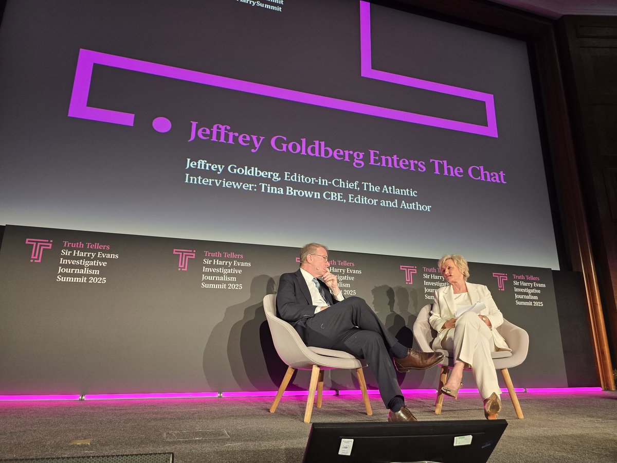 Nick Cook (@mrnickcook) on Twitter photo Superb, balanced and amusing chat, <a href="/TinaBrownLM/">Tina Brown</a> with Atlantic's <a href="/JeffreyGoldberg/">Jeffrey Goldberg</a> on Trump admin Signal chat storm, while acknowledging invite to <a href="/WhiteHouse/">The White House</a> , focus on 'attention' and unpredented press access given by current US adminstration. #sirharrysummit Superb, balanced and amusing chat, <a href="/TinaBrownLM/">Tina Brown</a> with Atlantic's <a href="/JeffreyGoldberg/">Jeffrey Goldberg</a> on Trump admin Signal chat storm, while acknowledging invite to <a href="/WhiteHouse/">The White House</a> , focus on 'attention' and unpredented press access given by current US adminstration. #sirharrysummit