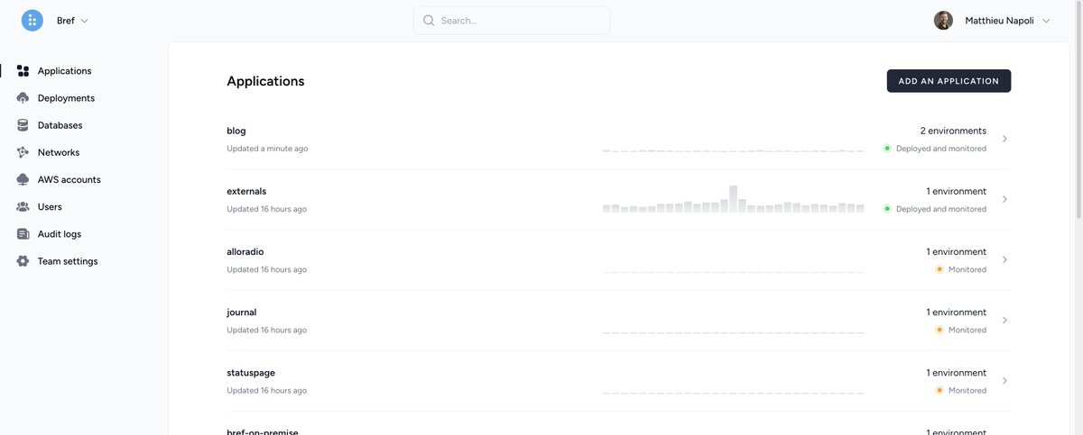 Bref Cloud now shows a histogram of traffic for each app

Most of the time you want to open the "main" app, which is the one with the most traffic. Now you don't have to visually scan the whole list to find it… your eyes spot it immediately.