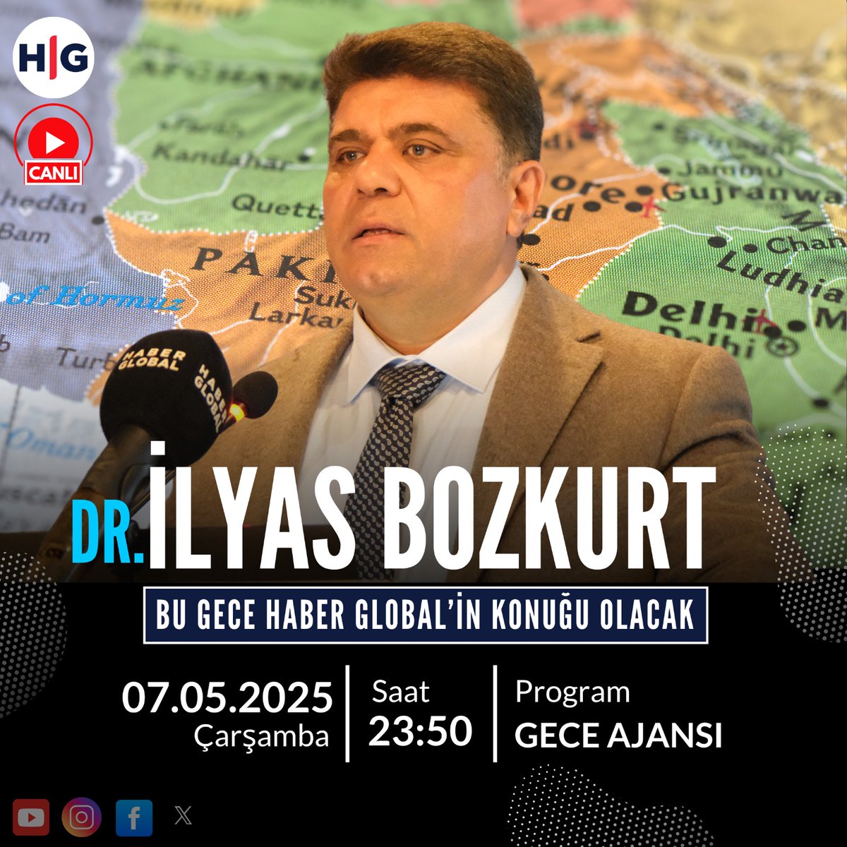 Dr. İlyas Bozkurt bu gece saat 23.50'de Haber Global'in Gece Ajansı programında Canlı yayın konuğu oluyor!