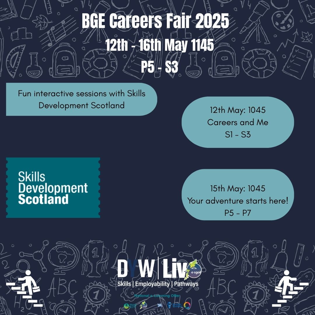 DYWLive (@dywlive) on Twitter photo Hear from the industry experts about their careers and pathways during our BGE Careers Fair
🔗e-sgoil.com/dyw-live/event……
<a href="/eSgoil/">e-Sgoil</a>
<a href="/EducationScot/">Education Scotland</a>
<a href="/ESskills/">EdScotSkills3-18</a>
<a href="/skillsdevscot/">Skills Development Scotland</a>
#NeLO
<a href="/DYWScot/">DYW Scotland</a> Hear from the industry experts about their careers and pathways during our BGE Careers Fair
🔗e-sgoil.com/dyw-live/event……
<a href="/eSgoil/">e-Sgoil</a>
<a href="/EducationScot/">Education Scotland</a>
<a href="/ESskills/">EdScotSkills3-18</a>
<a href="/skillsdevscot/">Skills Development Scotland</a>
#NeLO
<a href="/DYWScot/">DYW Scotland</a>