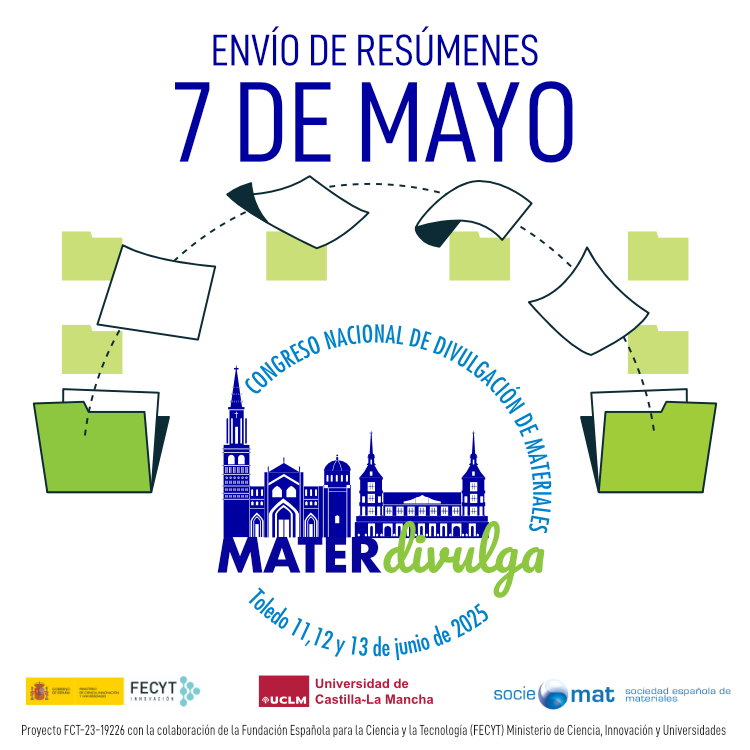 Hoy último día para 𝐞𝐧𝐯𝐢𝐚𝐫 𝐞𝐥 𝐫𝐞𝐬𝐮𝐦𝐞𝐧 #call4papers
Congreso Nacional de Divulgación de Materiales #MATERDIVULGA2025 
⏩materland.sociemat.es/materdivulga20…
INSCRIPCIÓN CUOTA REDUCIDA: Hasta el 30 de MAYO
<a href="/FECYT_Ciencia/">FECYT</a> <a href="/SOCIEMAT/">SOCIEMAT</a> <a href="/UCLMdivulga/">UCLMdivulga</a>