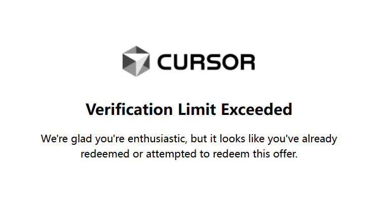 hubery_bu's tweet photo. I am a student
I try to verify cursor, but I get a limit
How can I verify again?
#Cursor https://t.co/KBO2em1oZZ