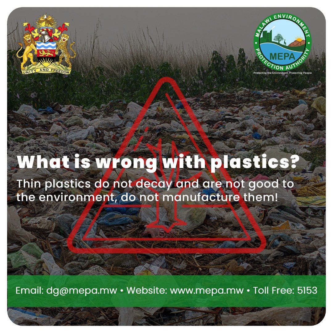 The Malawi Environment Protection Authority (MEPA), wishes to remind the general public that the ban on thin plastics (less than 60 microns) is still in full effect, as guided by the Environment  Management (plastics) Regulations of 2015 and upheld by the courts.