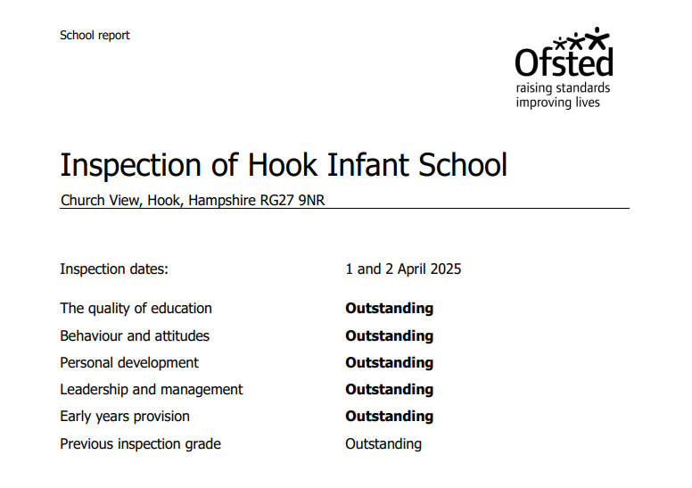 We are proud to announce that the school has retained its #ofstedoutstanding judgment in all five areas of inspection in our recent Ofsted inspection.
 #hampshireschools #hookhampshire
