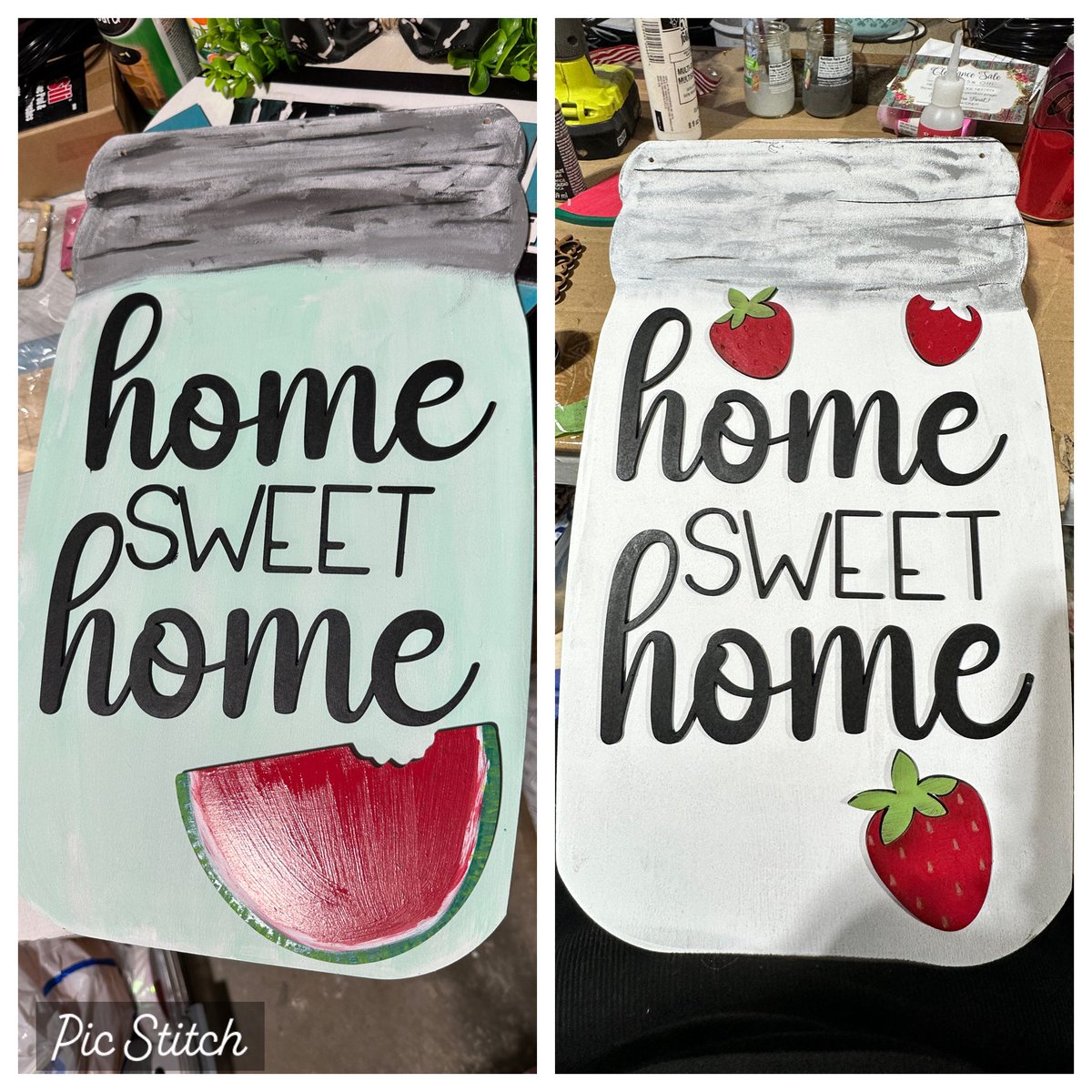 🍓🍉New  mason jar door hangers will be available in my shop soon! Which one do you like better— the 🍉 or 🍓? 

tktcreativedesigns.etsy.com