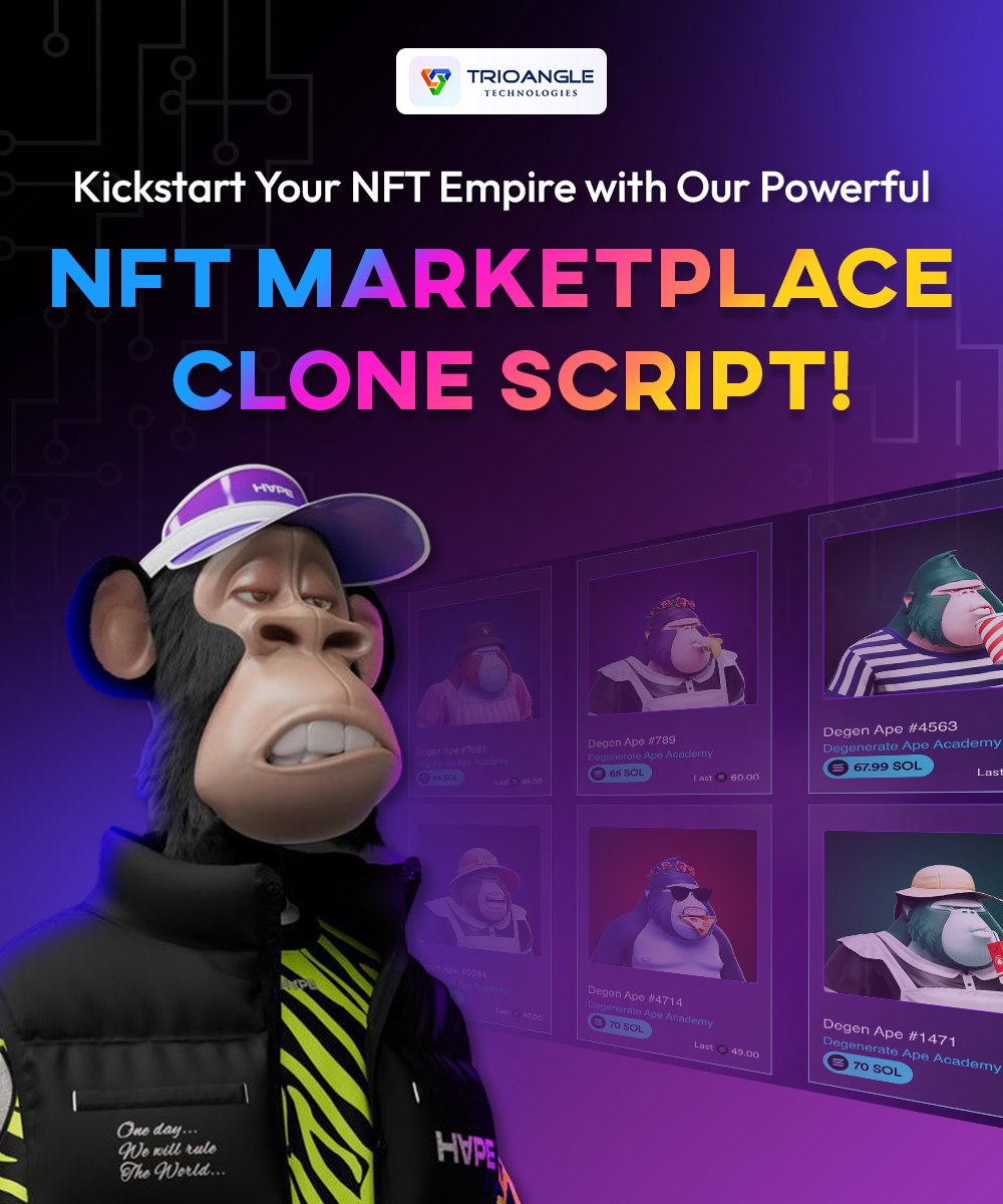 AgadhaCrypto30's tweet image. Kickstart your NFT empire with our ultra-fast, feature-rich NFT Marketplace Clone Script! Go live in days, not months, with Web3-ready tech built for scalability and success.
Get started today and shape the future of NFTs&amp;gt;&amp;gt; trioangle.com/nft-marketplac…
#NFTMarketplace #NFTCloneScript
