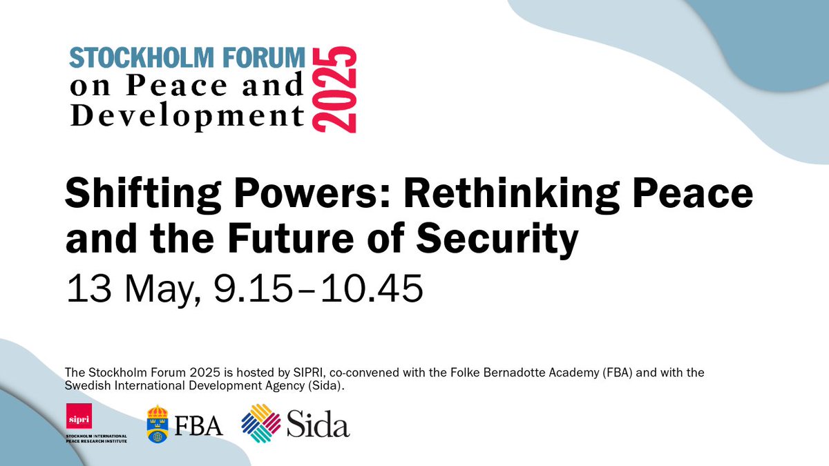 How are global power dynamics reshaping peace and conflict? The opening panel at the 2025 #SthlmForum will examine key trends, emerging actors, and shifting responses to today’s complex security threats. 
🗓13 May, 9.15–10.45 
Watch live: youtube.com/live/WTk1aYZll…

🎙️Stefan Löfven,