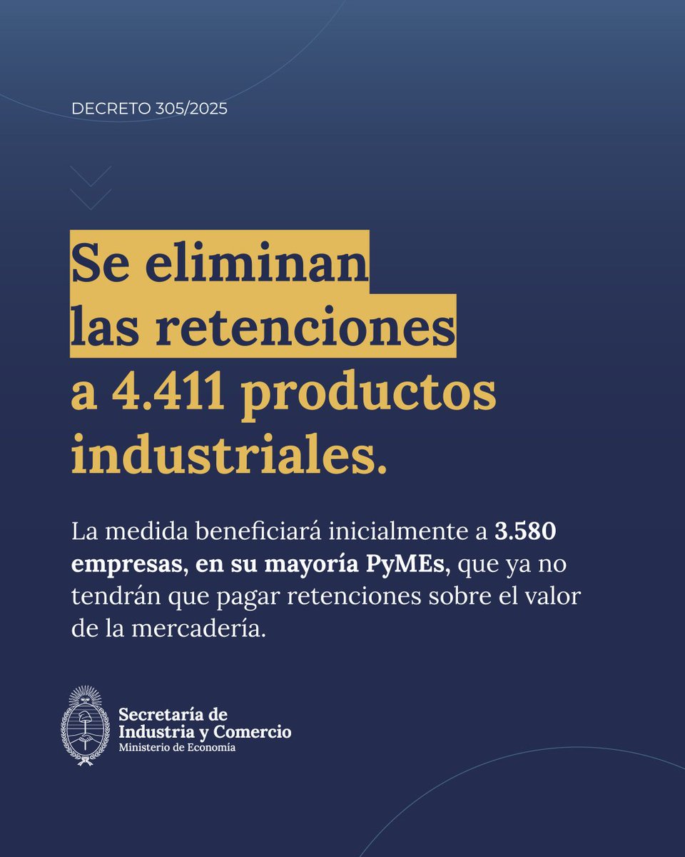 ComercioArg's tweet image. Continuamos quitando impuestos que frenaban las exportaciones y limitaban el crecimiento de miles de empresas.
La eliminación de retenciones alcanza a productos que en 2024 exportaron por más de USD 3.800 millones.
Más Información: argentina.gob.ar/noticias/el-go…