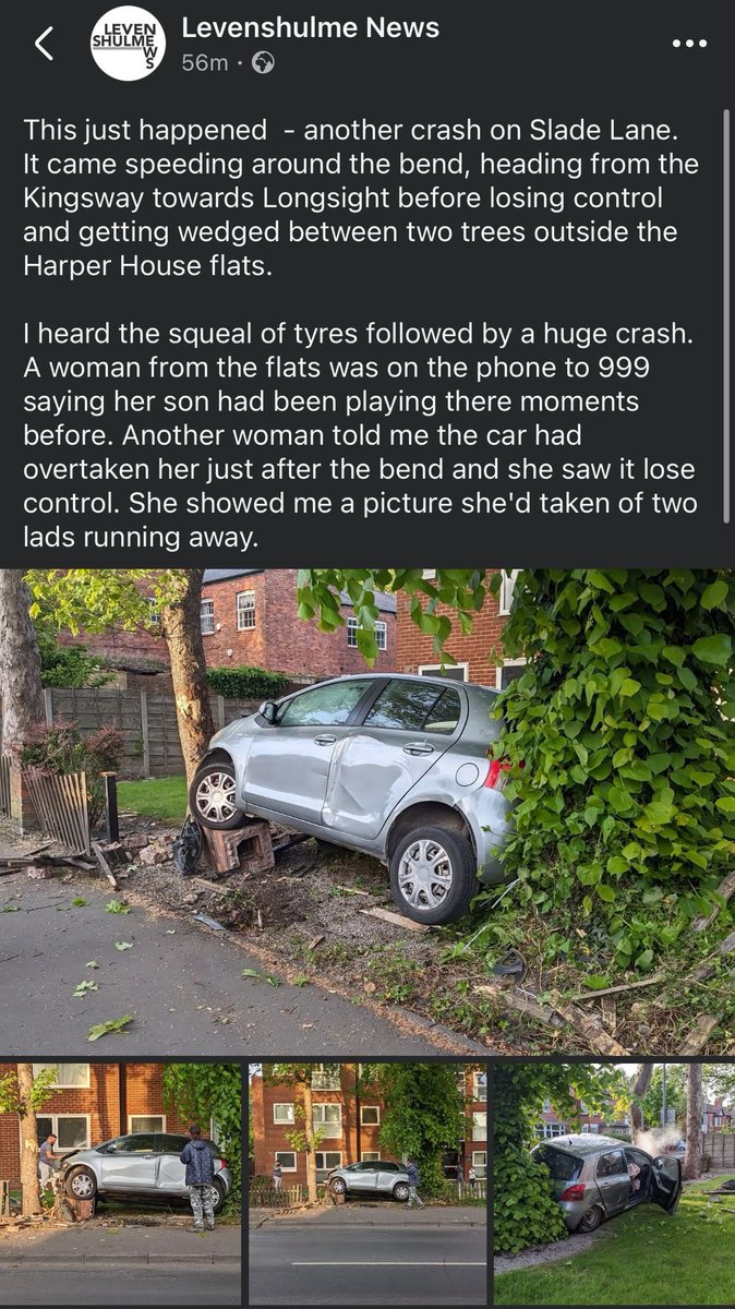 Another shocking incident on this highly dangerous stretch of road. Can we have some urgent action before we have somebody seriously injured or worse? <a href="/LevyCllrs/">Levenshulme Councillors</a> <a href="/RabnawazA/">Councillor Rabnawaz Akbar</a> <a href="/CllrAhmedAli/">Ahmed Ali</a> <a href="/RusholmeLabour/">Rusholme Labour</a> <a href="/MCCLongsight/">MCC Longsight</a> <a href="/bevcraig/">Bev Craig</a>