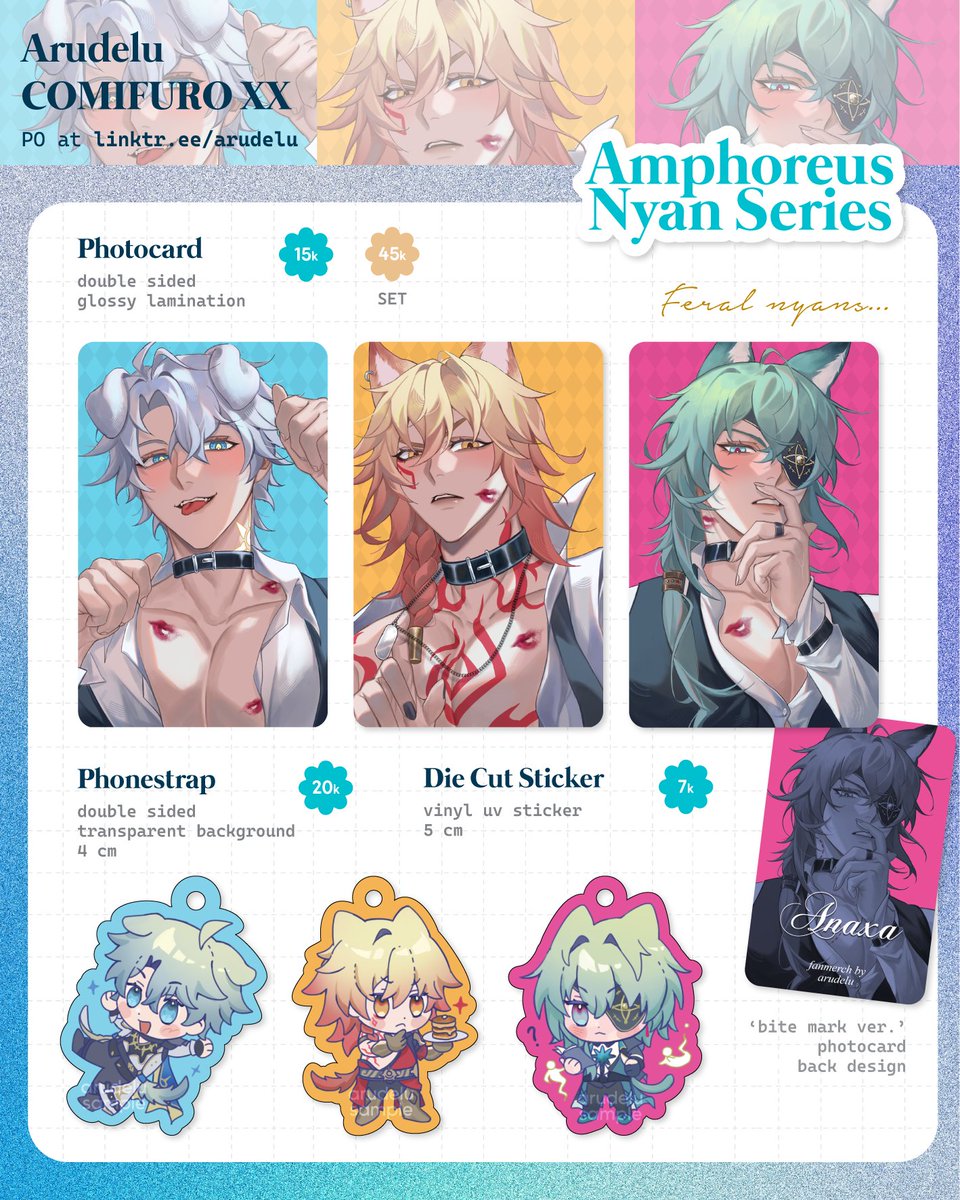 arudeluu's tweet image. [🔁💗 appreciated]
#CFXX Full Catalogue + PO 2 + Mini GA

🧩Join GA
• RT + like + reply which merch is ur fav
• extra entry: tag 1 friend😉

💌 7-12 May 
🌏 Local &amp;amp; International (GO pls DM)
🫀 ALNST , HSR , Genshin

🔗 link &amp;amp; details below
#CF20 #COMIFURO20 #cf20catalogue
1/4