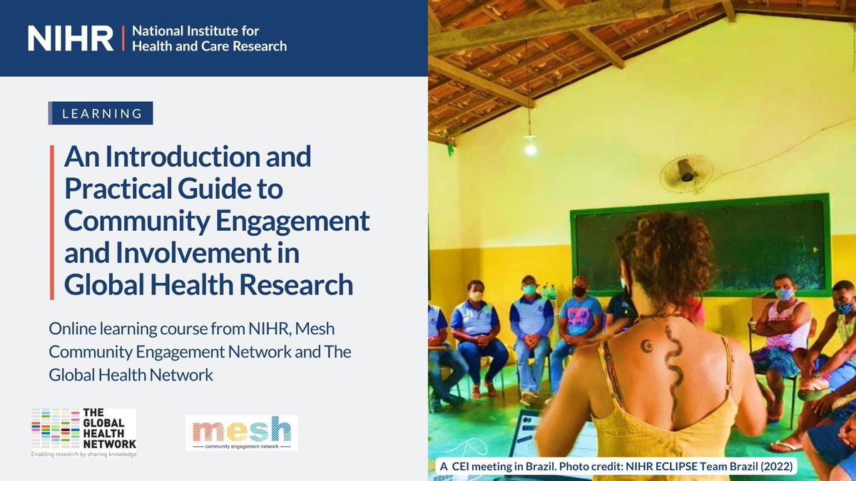 NIHR Global Health (@nihrglobal) on Twitter photo It's been 1 year since we launched the NIHR/Mesh online course, An Introduction and Practical Guide to Community Engagement and Involvement (CEI) in Global Health Research.
The course is free, and open to all with an interest in CEI: globalhealthtrainingcentre.tghn.org/introduction-a…
#NIHRCEI <a href="/info_TGHN/">The Global Health Network</a> It's been 1 year since we launched the NIHR/Mesh online course, An Introduction and Practical Guide to Community Engagement and Involvement (CEI) in Global Health Research.
The course is free, and open to all with an interest in CEI: globalhealthtrainingcentre.tghn.org/introduction-a…
#NIHRCEI <a href="/info_TGHN/">The Global Health Network</a>