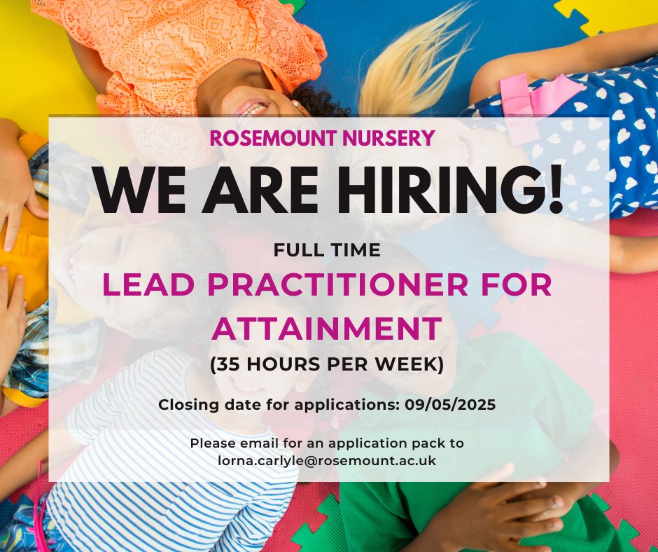📣We are hiring!📣
📌Full time LEAD PRACTITIONER FOR ATTAINMENT at our nursery.

📌For full information, please follow the link: myjobscotland.gov.uk/childcare/rose…