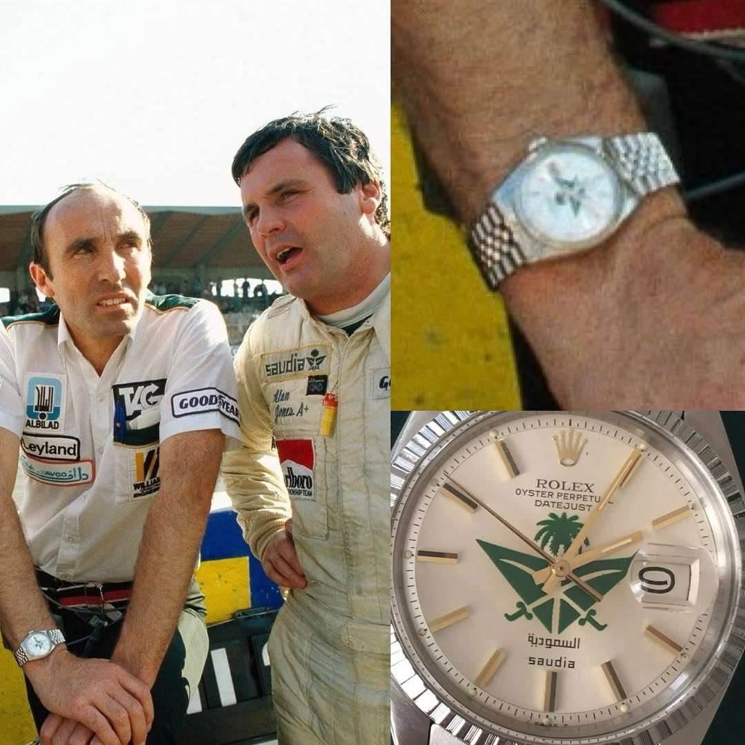 فرانك ويليامز وسائقه الان جونز في سابق ايمولا عام 1981 في بريطانيا .
فرانك كان مأسس فريق ويليامز وكان الراعي الرسمي الخطوط السعودية من 1977 - 1984 

هذي الساعة دي جست بشعار الخطوط السعودية