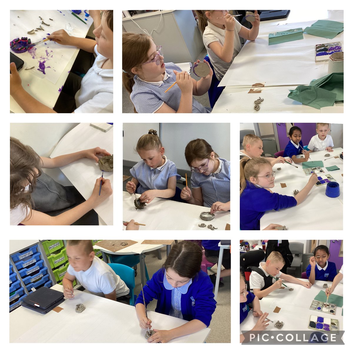 4 Goodall are spending this morning finishing off the Clay coil pots they made last week.
#art #clay