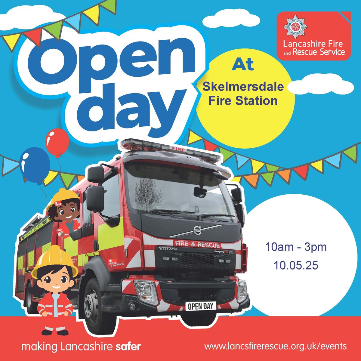 Come visit Skelmersdale Fire Station this Saturday 10th May 10am - 3pm for our Open Day!
What to expect:
•Face painting
•Amusement rides
•Hot food
•Live fire demo
+More
<a href="/LancashireFRS/">Lancashire Fire & Rescue Service</a>