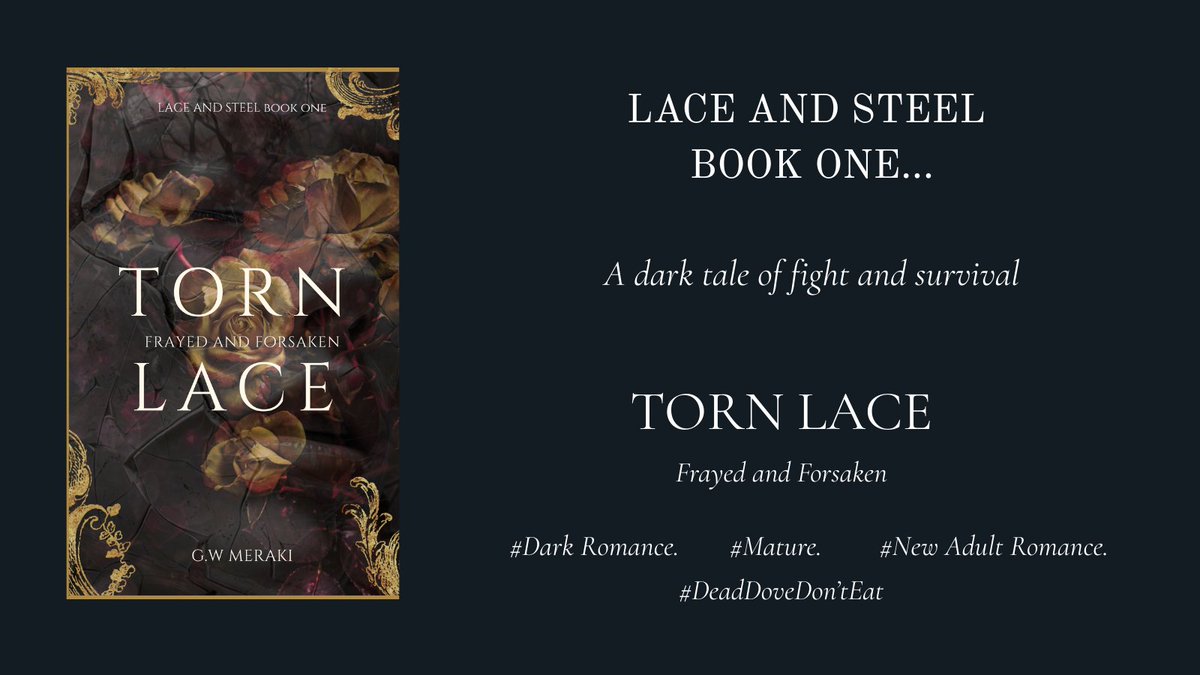 maline_95's tweet photo. LACE AND STEEL BOOK 1
Torn Lace~ frayed and forsaken. 
 A dark tale of fight and survival.  
DEAD DOVE DON'T EAT.
#questpit #w https://t.co/kdOiHoAyIN
