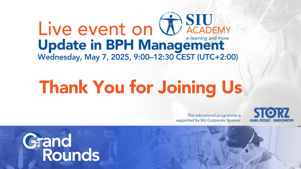 🙌  Thank you for joining us for this live event. We would like to thank the faculty for their valuable contribution to this edition of #eGrandRounds: Update on BPH Management on  #SIUAcademy

<a href="/trwherrmann/">Thomas RW Herrmann</a> <a href="/StavrosGravas/">StavrosGravas</a> <a href="/KarinLehrich/">Karin Lehrich</a> <a href="/CraccoCecilia/">Cecilia Cracco</a>