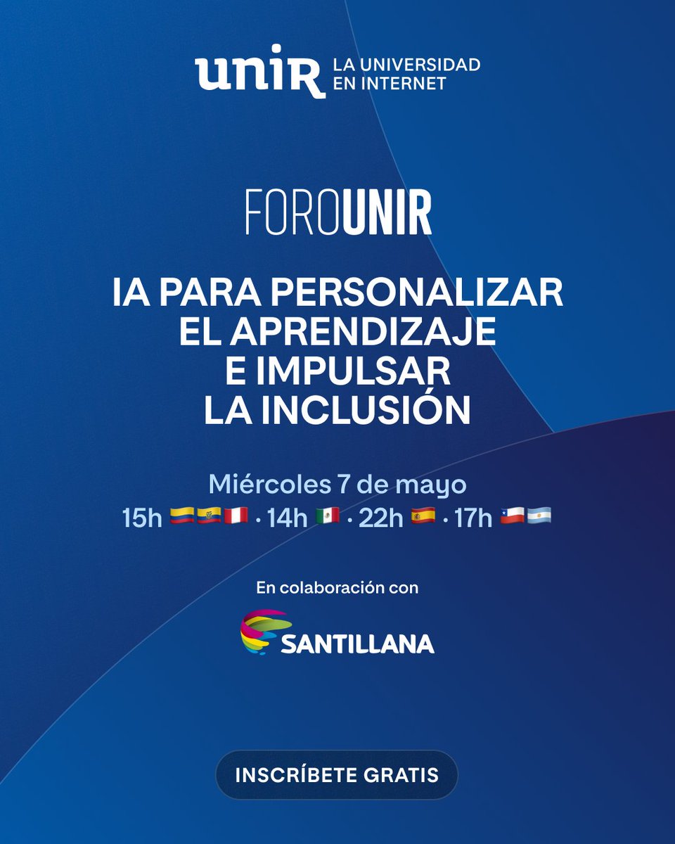 ¡Hoy es el día! 🚨Asiste a nuestro foro online y descubre cómo la IA está transformando la educación en la actualidad. ¡No te quedes sin tu diploma de asistencia! 🎓

👉 Inscríbete y asiste aquí ow.ly/aTBv50VHB3W

📅 ¡Hoy, 7 mayo!

🎙️ Con José Gabriel Aguilera Maldonado,