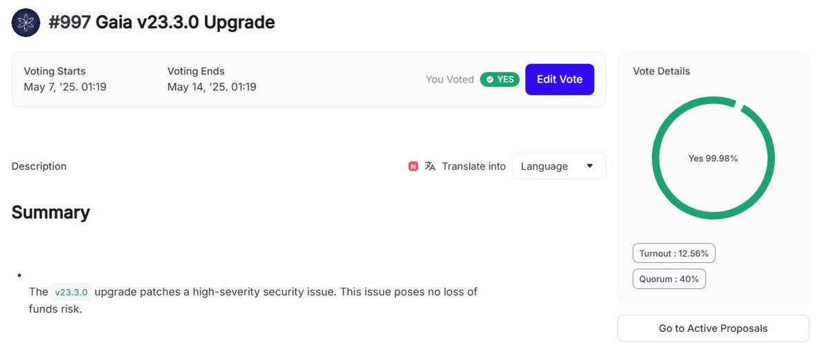 📢 If you're an ATOM staker, you need to vote!

Vote Now: wallet.keplr.app/chains/cosmos-…