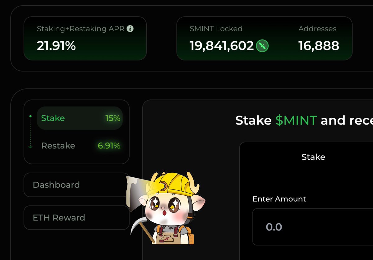 🌱 $MINT staked has now reached 19,841,602, 20M next? 

With a real-time APR of 21.91%, rewards are claimable anytime

This is more than just a number — it’s a sign of growing trust and long-term commitment to building the Mint ecosystem and connecting global consumers with NFTs