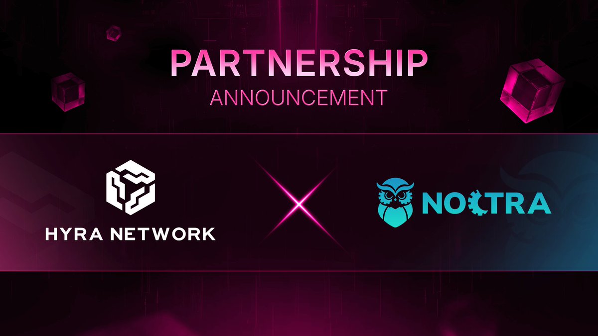 hyranetwork's tweet image. 🎉 Partnership Announcement  🎉

Hyra Network is thrilled to announce a strategic partnership with @Noctra_protocol - a powerful alignment to accelerate the future of autonomous AI systems in Web3.

Noctra is pioneering a shift beyond autonomous agents, building a full-stack AI