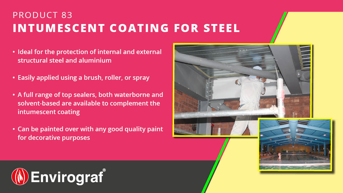 #Envirograf Intumescent coating for steel provides an effective barrier to fire, preventing steel from reaching its critical temperature during a fire. Other benefits include enhanced durability, design flexibility &amp; cost-effectiveness. More info: tinyurl.com/envirograf83