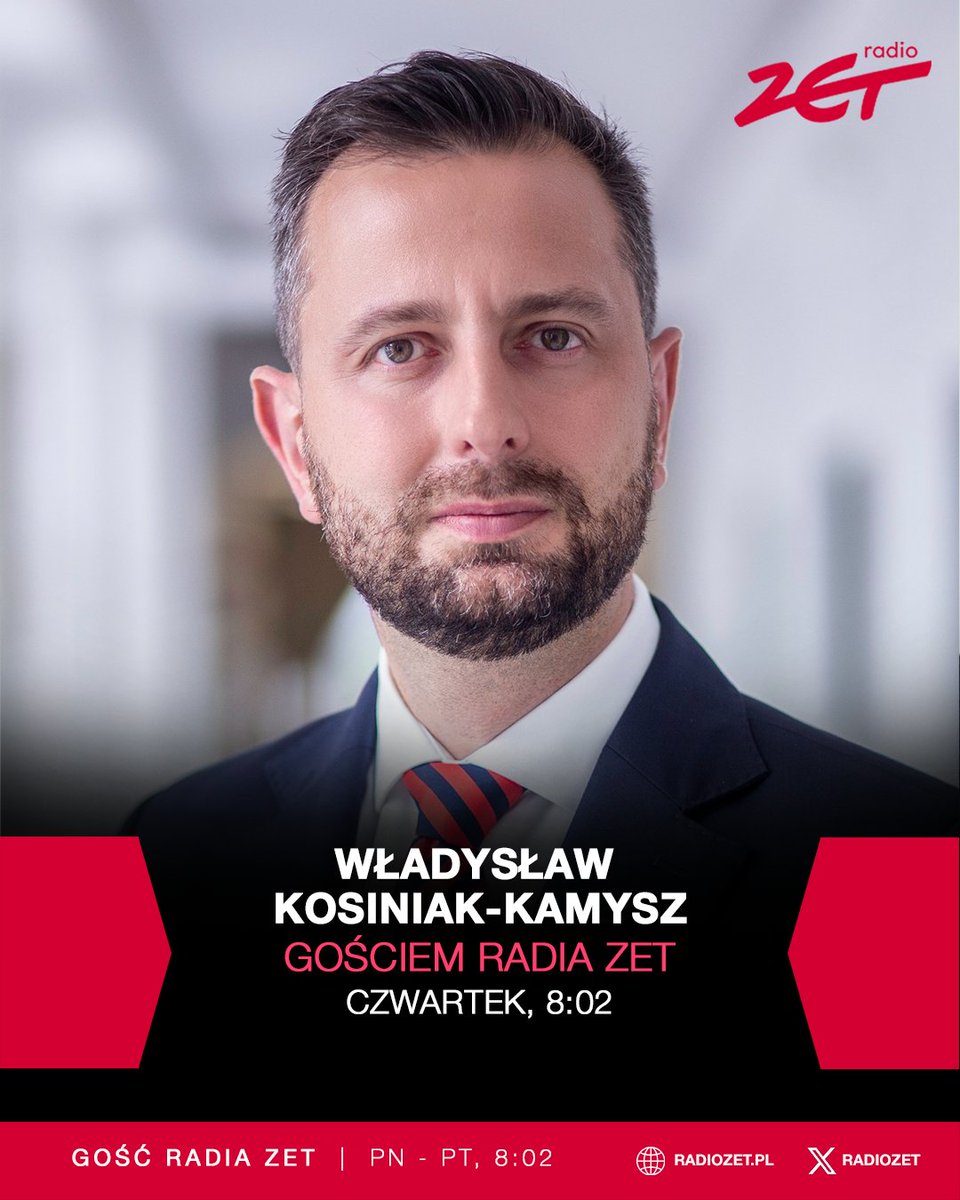 W czwartek gościem Bogdana Rymanowskiego będzie wicepremier, szef MON i prezes PSL <a href="/KosiniakKamysz/">Władysław Kosiniak-Kamysz</a> 

➡️ player.radiozet.pl

#RadioZET <a href="/Gosc_RadiaZET/">Gość Radia ZET</a>