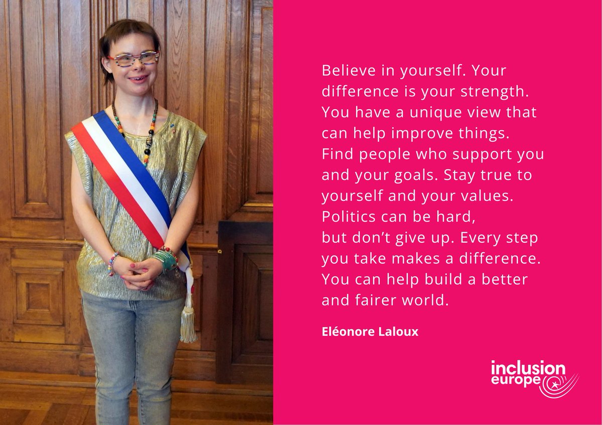 Eléonore Laloux showed that her experience and perspective are strengths. She worked on many projects to help people with intellectual disabilities. She is the first person in France with Down syndrome to become a public official.
inclusion.eu/representation…