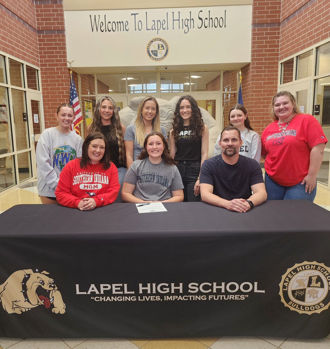 Congratulations to Madeline Bowman on signing to continue her cheerleading career at University of Southern Indiana! <a href="/usi_cheer/">USI Cheer</a>