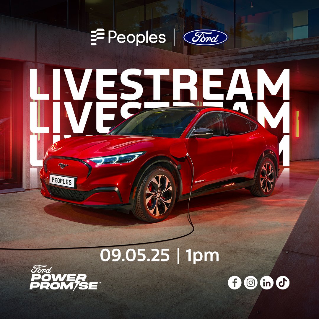 🚨 The Icon - reimagined. Live!

Join us on ur socials: Friday 9th May at 1PM with a full walkaround of the iconic Mustang Mach-E - the all-electric SUV built with style for the road ahead.

#Livestream #MustangMachE #PeoplesFord #Ford #ExperienceElectric #FordPowerPromise