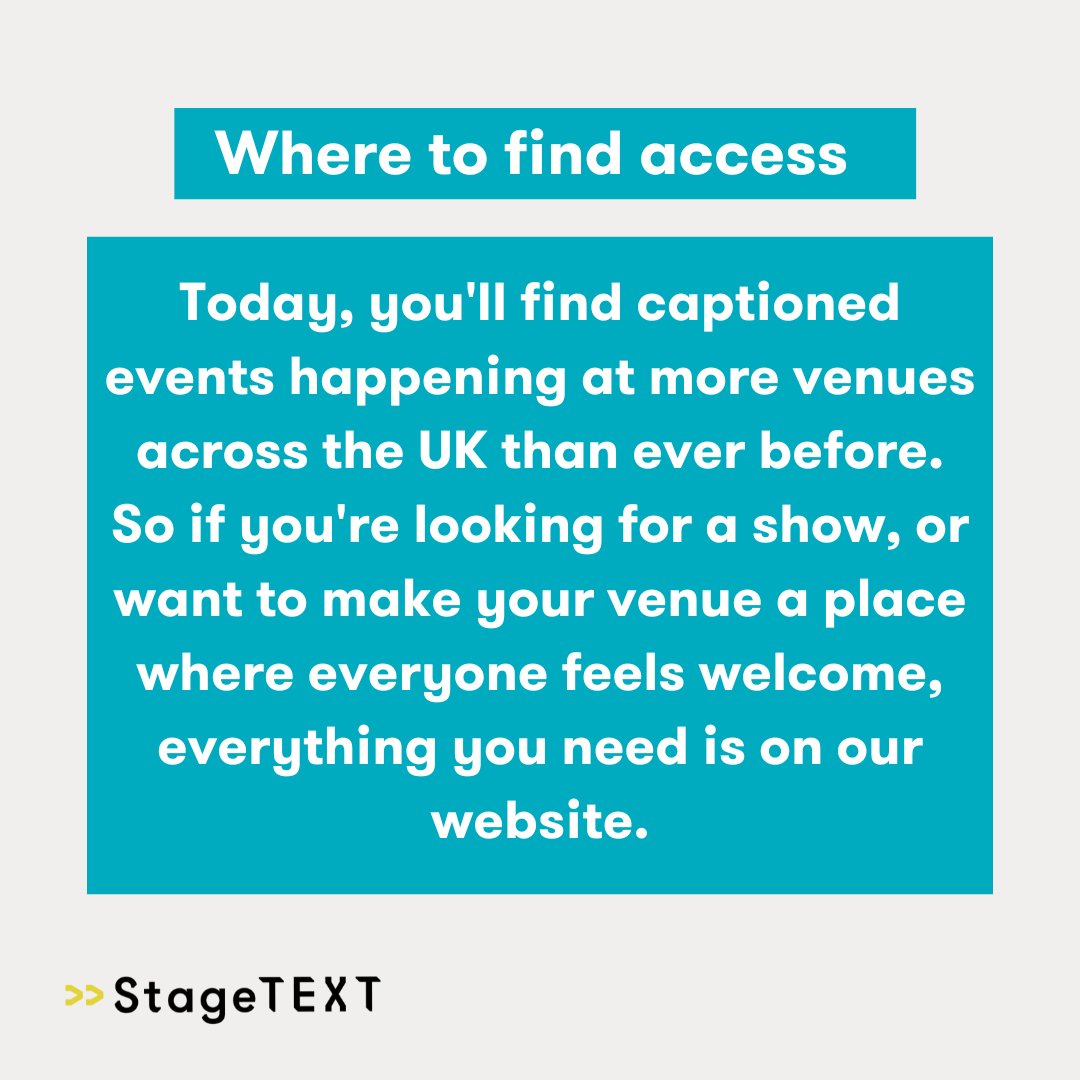 From that first captioned show in 2000 to today's performances nationwide, we've spent nearly 25 years making sure everyone catches every word. Find out more about captioned events &amp; making your events accessible on our website. stagetext.org #DeafAwarenessWeek #DAW2025
