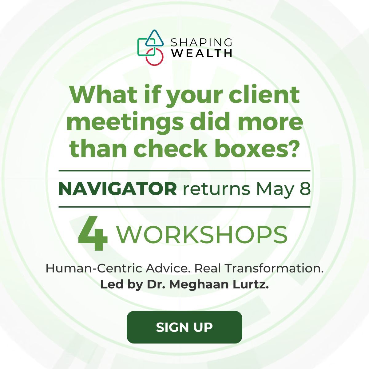 This is it – your last chance to join our upcoming Navigator training series. We’re keeping these sessions intentionally small to help you make the most of the experience. Only a few spots remain; secure yours here 👉 shapingwealth.com/navigator