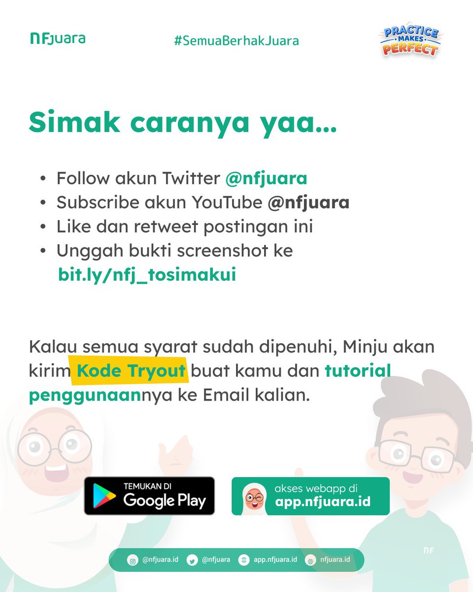 nfjuara's tweet image. 📢 TO GRATIS SIMAK UI 2025 untuk Pejuang PTN!

Amunisi gratisss dari NF Juara buat kamu pelajar kelas 12 SMA/Gapyear yang lagi ngambis untuk persiapan ujian mandiri. Gasss, ajakin juga bestie kamu yang lain!

Cek cara daftarnya di bawah yaaa👇

#simakui #tryoutsimakui