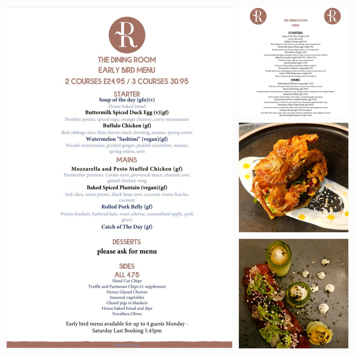 We are now open Mondays and Tuesdays! Book via our website thediningroom121.co.uk or give us a call on 01332 613991 #glutenfree #supportlocal #independentbusiness #glutenfriendly #yummyyummy #derby #restaurant #earlybirdoffer #pretheatredining #eating