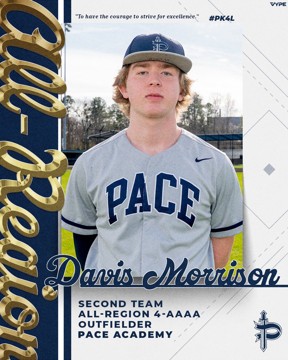 Congratulations to Davis Morrison ('27), who was named Second Team All-Region Outfielder in Region 4-AAAA for the 2024-25 season. 
#PK4L
—
<a href="/OfficialGHSA/">GHSA</a> <a href="/scoreatlanta/">SCORE Atlanta</a> <a href="/High5Sports/">High5Sports</a> <a href="/11AliveSports/">11Alive Sports</a> <a href="/MaxPreps/">MaxPreps</a> <a href="/ps_nation_/">Prep Sports Nation</a> <a href="/AJCsports/">AJC Sports</a> <a href="/WSBTVsports/">WSB-TV Sports Zone</a> <a href="/kotrtpace/">Knights of the Round Table</a>