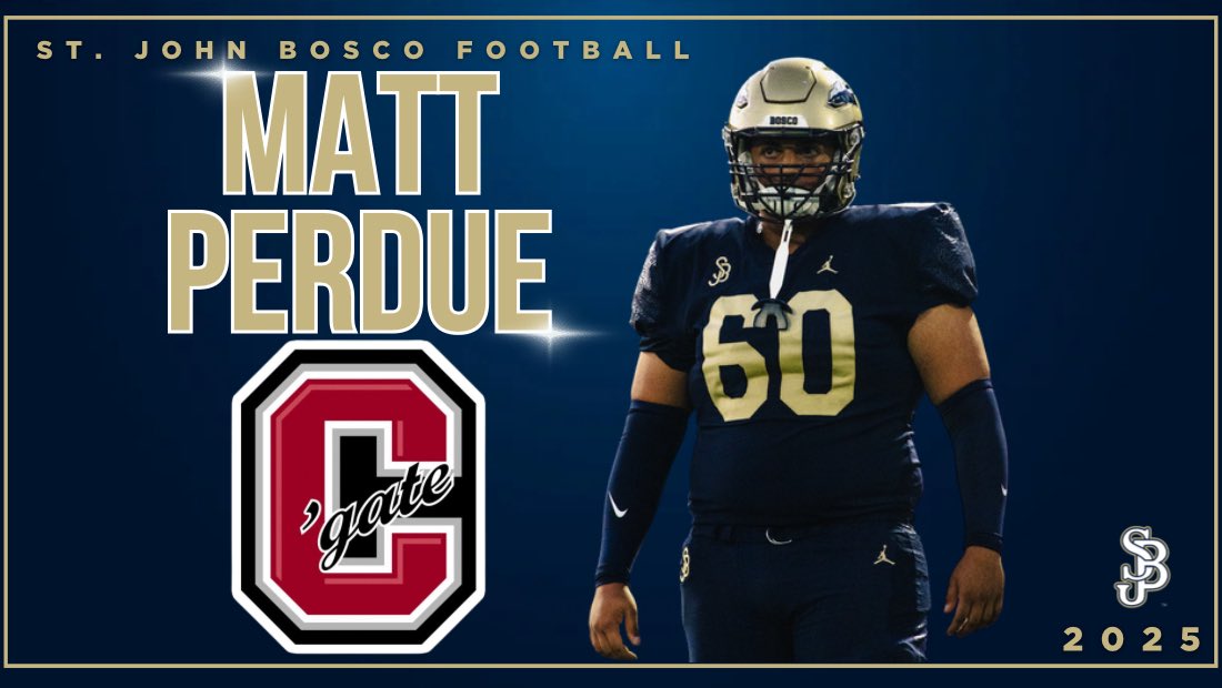 Excited to announce that Center and LS Matt Perdue is headed to Colgate University!