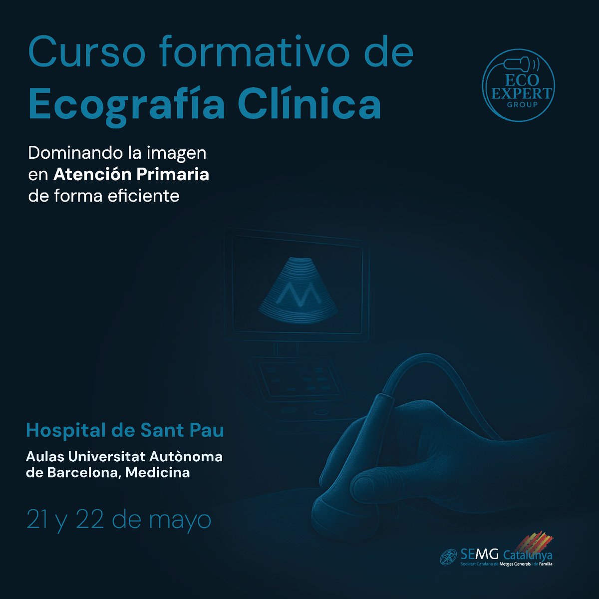 🔍 ¿Eres médico de familia y quieres dominar la ecografía clínica?
🚨 Curso EcoEXPERT – 21 y 22 de mayo en Barcelona
🩺 Formación 100% práctica para aplicar desde ya en tu consulta.
👨‍⚕️👩‍⚕️ Plazas limitadas. ¡Inscríbete hoy!
📍 Hospital Sant Pau
🔗 Enlace: semg.es/index.php/hist…
