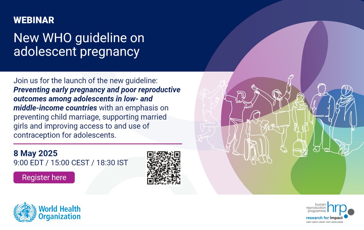 GIRL Center (@girlcenterpc) on Twitter photo 📢 This Thursday, May 8: be part of the launch of <a href="/WHO/">World Health Organization (WHO)</a> 's new guideline on preventing adolescent pregnancy & child marriage. <a href="/GIRLCenterPC/">GIRL Center</a> is proud to support this vital step to #EndChildMarriage.
🔗 Register: shorturl.at/826nr 📢 This Thursday, May 8: be part of the launch of <a href="/WHO/">World Health Organization (WHO)</a> 's new guideline on preventing adolescent pregnancy & child marriage. <a href="/GIRLCenterPC/">GIRL Center</a> is proud to support this vital step to #EndChildMarriage.
🔗 Register: shorturl.at/826nr