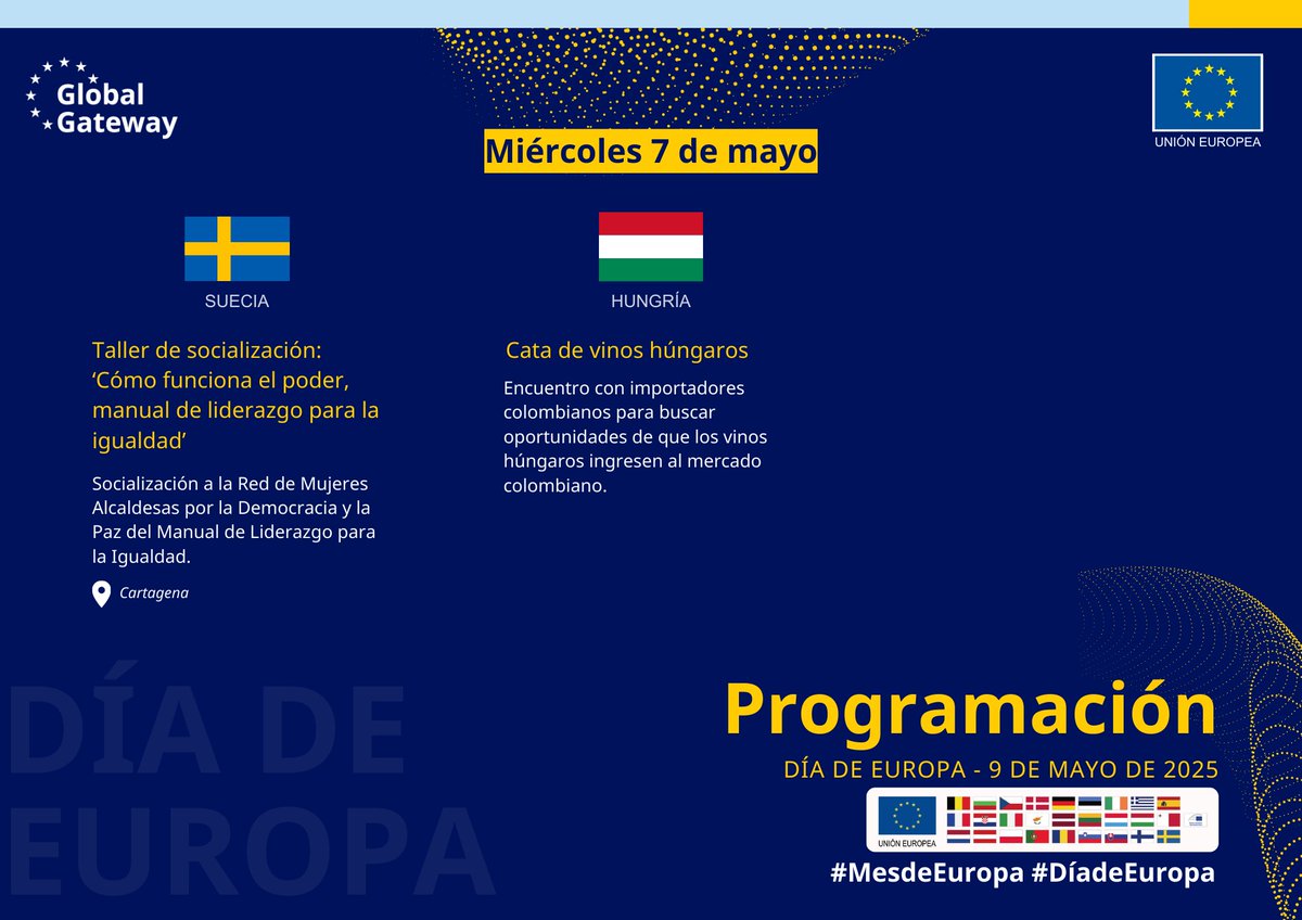 Este miércoles, agéndate con los eventos del #EquipoEuropa y sus aliados en el #MesdeEuropa. 
Conéctate, participa y no te pierdas ni un solo evento de esta programación diversa: cultura, arte, diálogos y más.
➡️ andeaninsider.my.canva.site/agenda-mes-de-…