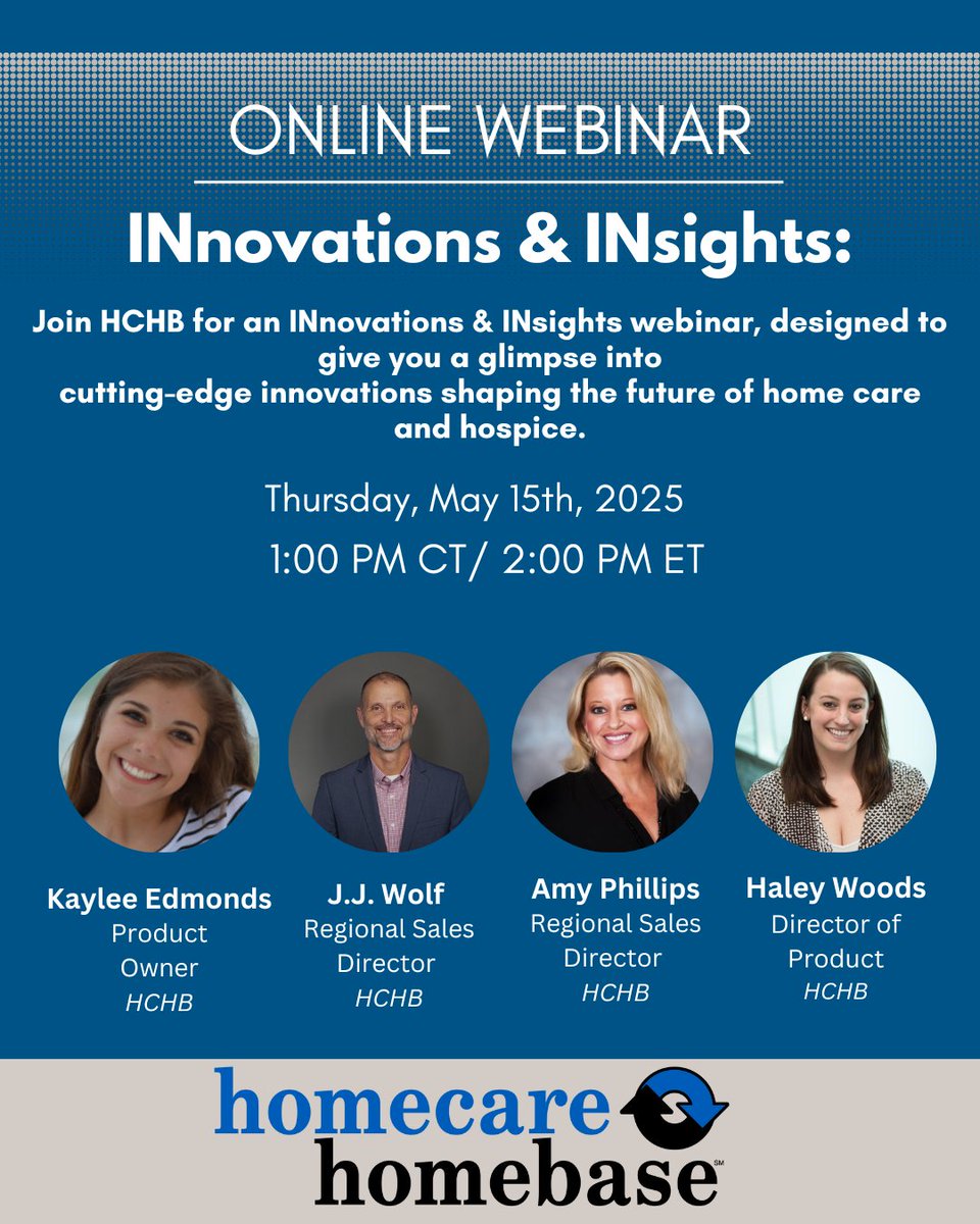 Join the Homecare Homebase team for our quarterly innovations and insights webinar happening on May 15th at 1:00 PM CT! This webinar will dive into the 2025 HOPE Implementation, Patient Engagement, AI, Scheduling and more! Register here: bit.ly/4iRSQt5