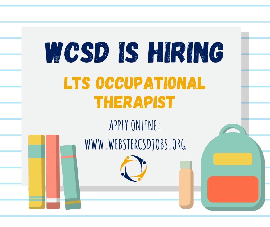 WCSD Human Resources (@webstercsd_hr) on Twitter photo Webster CSD is looking for a Long Term Substitute Elementary Occupational Therapist! See details and apply online here: applitrack.com/websterschools… #OneWebster <a href="/WCSDProud/">One Webster</a> Webster CSD is looking for a Long Term Substitute Elementary Occupational Therapist! See details and apply online here: applitrack.com/websterschools… #OneWebster <a href="/WCSDProud/">One Webster</a>